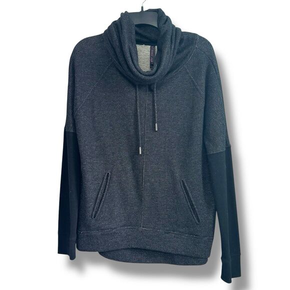 Betsey Johnson Performance Black Striped Cowl Neck Pullover Womens Size M - Picture 4 of 9